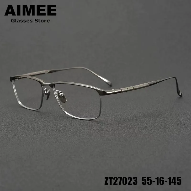 High Quality Pure Titanium Ultralight Glasses Frame Men's Retro Square Business Eyeglasses ZT27013 Women Pure Handmade Eyewear