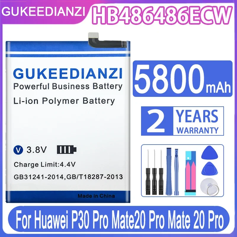 GUKEEDIANZI Battery HB486486ECW for Huawei P30 Pro P30Pro Mate20 Pro Mate 20 Pro  Phone Battery 5800mAh + Tools