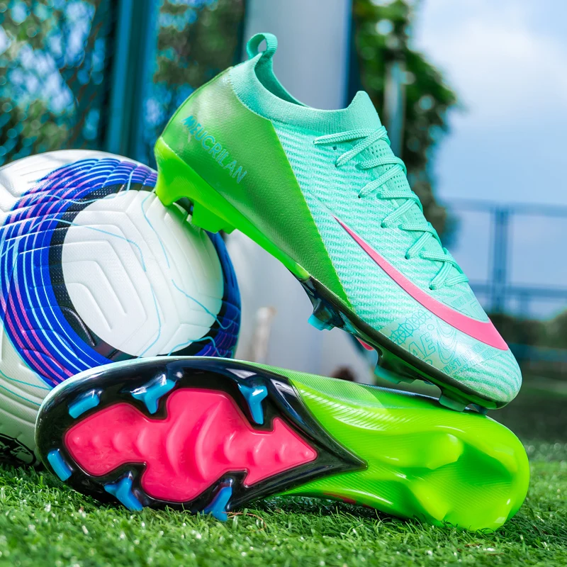 

Men Football Cleats Fashion Youth Soccer Shoes Knit Football Training Trainers Breathable Society Campo Non Slip Sports Footwear