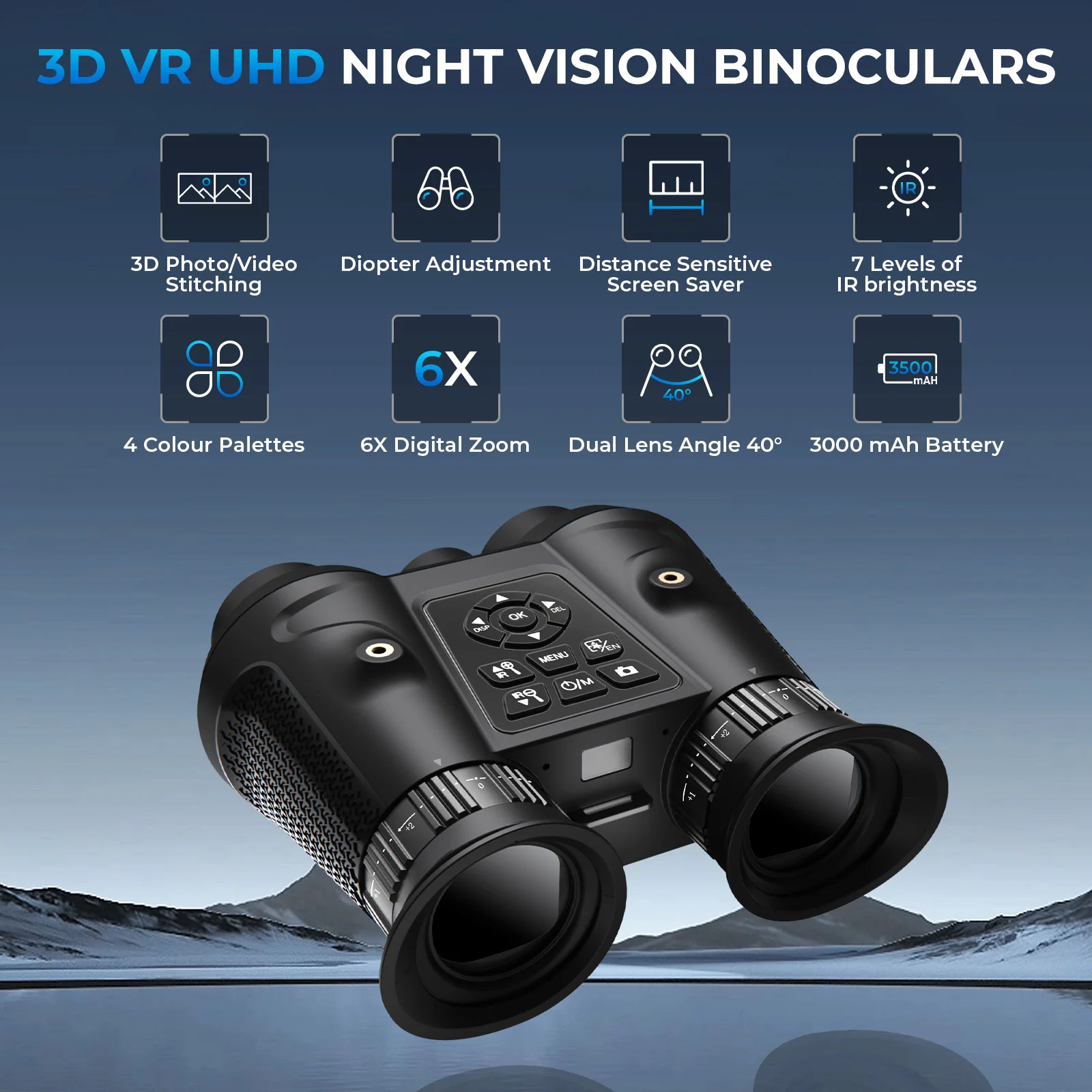 New 3D VR Night Vision Binoculars Tactical Helmet Mounted Naked Eye 3D Helmet Mounted Infrared Night Vision Goggles