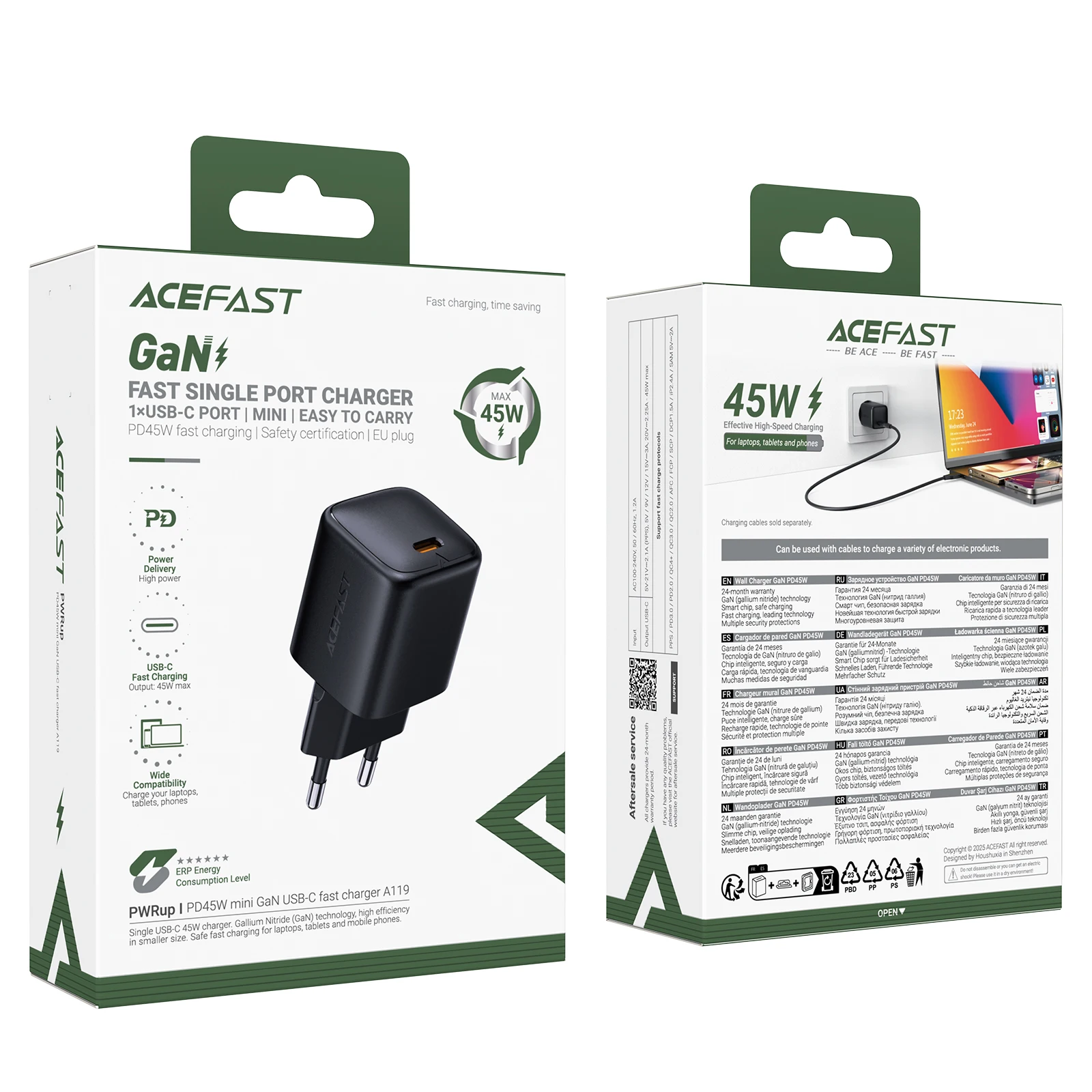 ACEFAST PD45W GaN USB C Schnellladegerät für iPhone 16 15 14 Pro Max Typ C Schnellladeadapter für Samsung/Xiaomi – Detail 8
