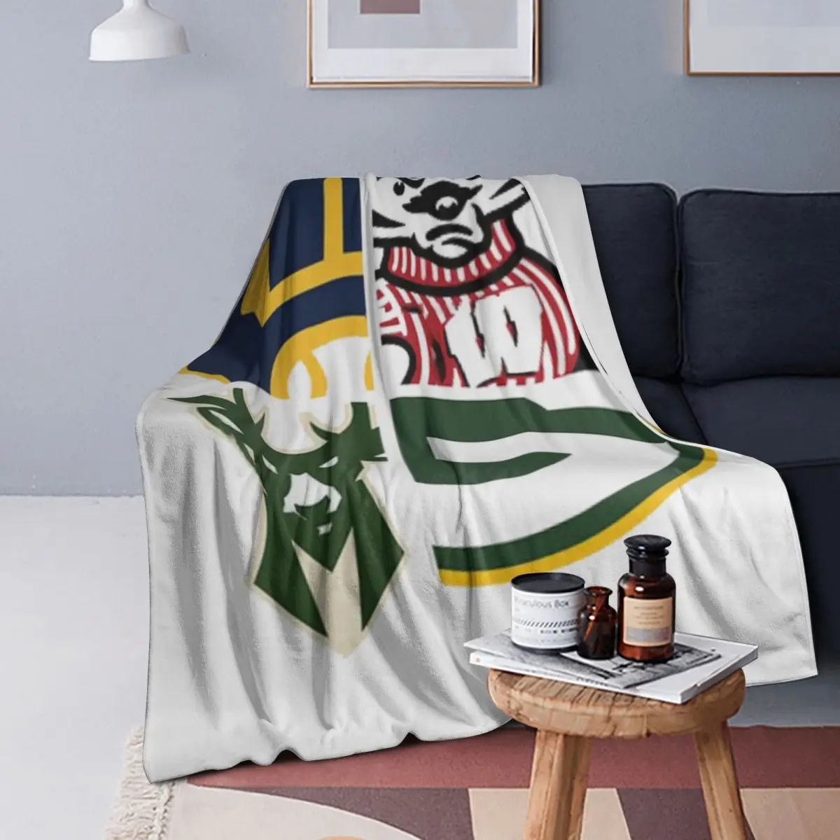 

Wisconsin Sports Blankets Soft Warm Flannel Throw Blanket Bedding for Bed Living room Picnic Travel Home Sofa