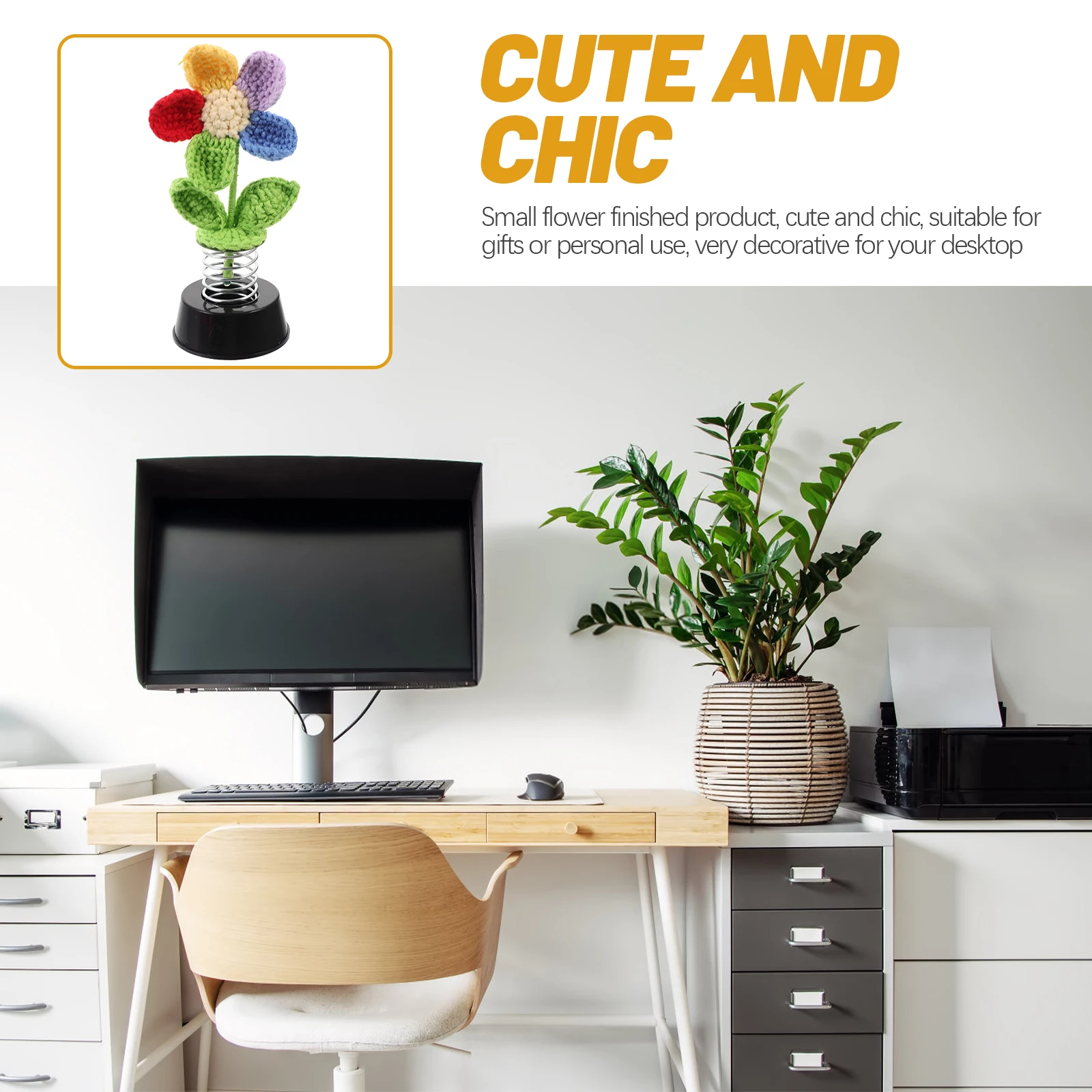 

Handmade Wool Crochet Flower Rose Desktop Decoration Cute Office Home Craft Lifelike Floral Gift Crochet Flowers