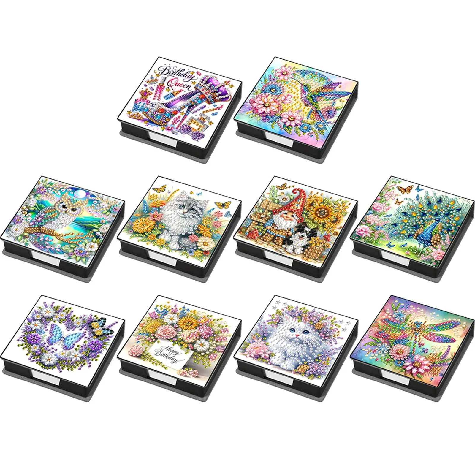 الماس اللوحة عدة ملاحظة مربع مذكرة ورقة صندوق تخزين الماس الفن الماس اللوحة مذكرة الوسادة للمكتب المنزلي #2