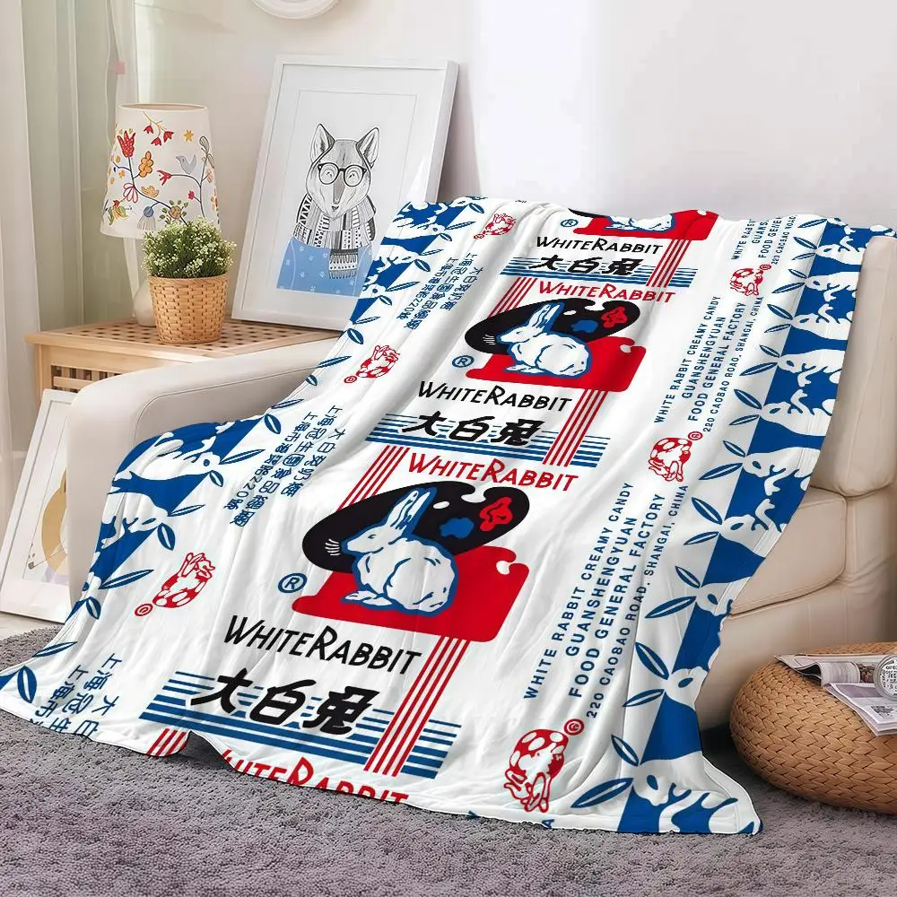 Candy White Rabbit Creamy Cand Blanket For Sofa Office Bed Plane Travel Sleep Read Relax Camping Soft And Warm