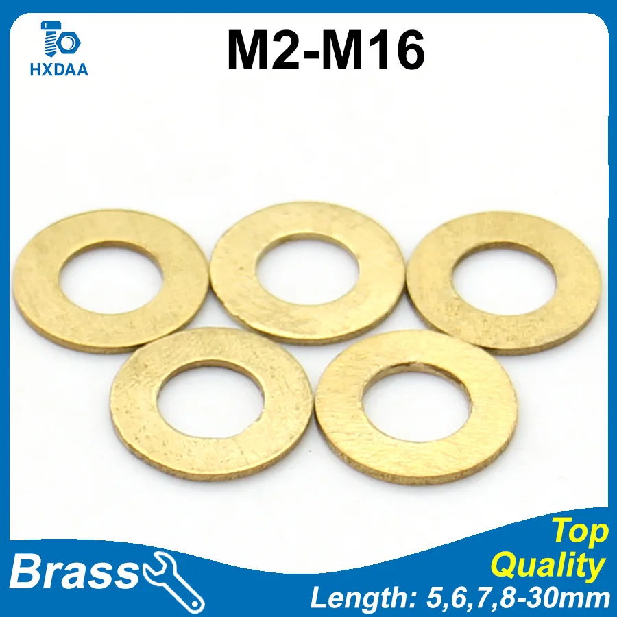 Brass Flat Copper Alloy Round Shims Washer for Electronics Plumbing Automotive Applications M2 M2.5 M3 M4 M5 M6 M8 M10-M16