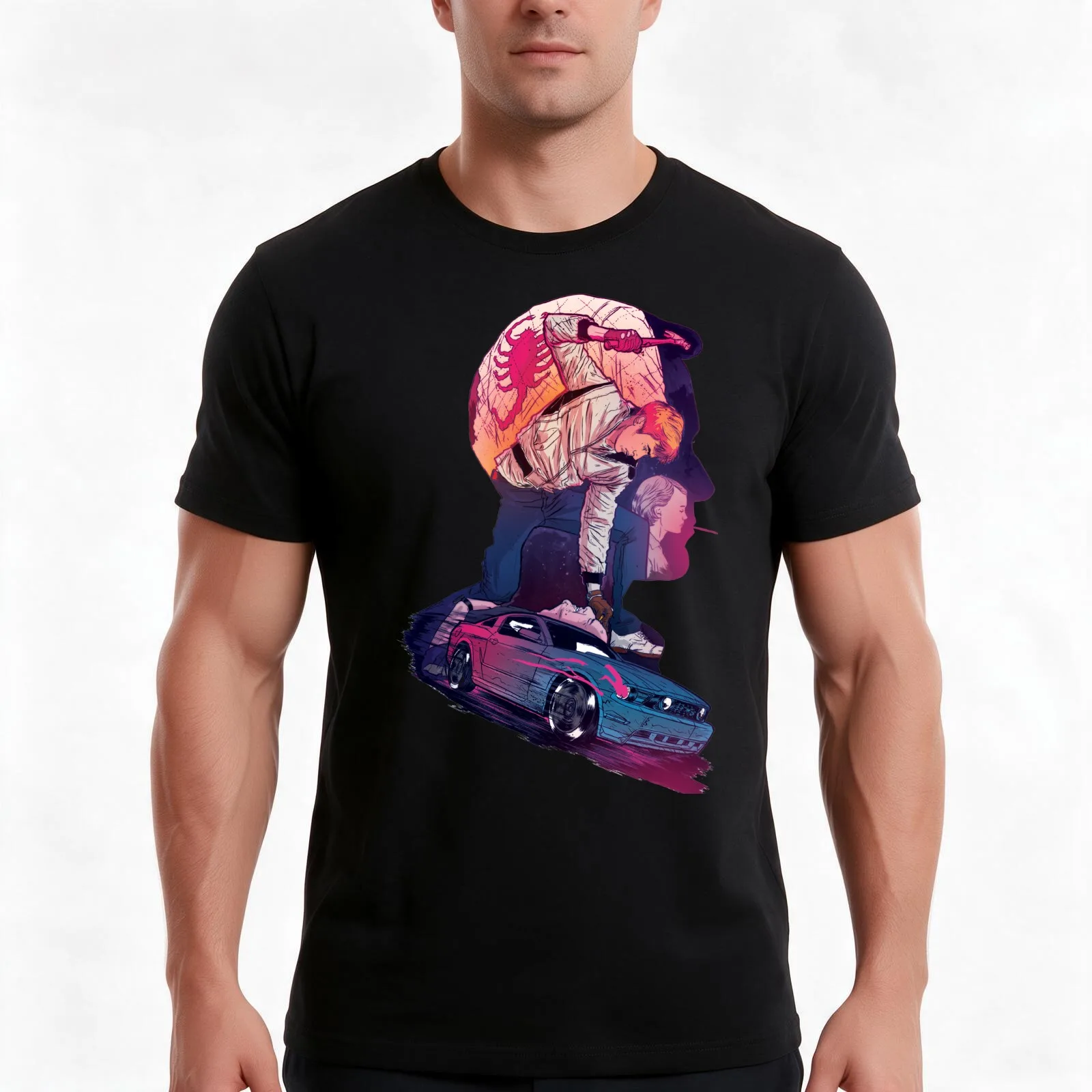 Drive Ryan Gosling T-Shirt, Summer Casual Cotton Tee, Oversized Streetwear Tops, Vintage Graphic Print, Loose Fit Short Sleeve