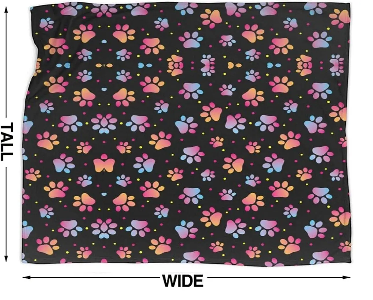 VIKAMA Coperta per animali domestici con zampa di cane sfumata, gatti, cani e vari animali domestici, coperta per il viso, traspirabilità, assorbimento dell'umidità, durevole