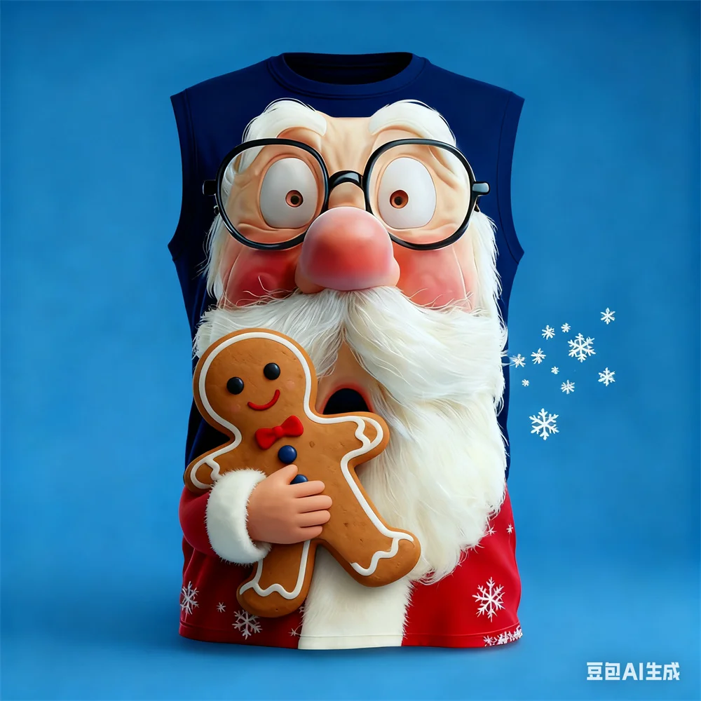 

Merry Christmas men women Sleeveless T-Shirts Santa Claus funny t shirts men oversize gym Christmas Party vest y2k gifts for man