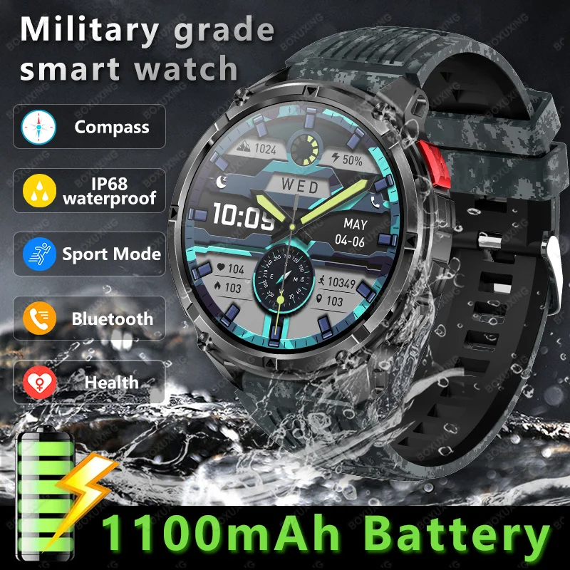 

New T-Rex 3 Ultra 1100mAh Battery Smart Watch IP68 Waterproof GPS Compass Flashlight 1.7" AMOLED HD Call Sports Smartwatches Men