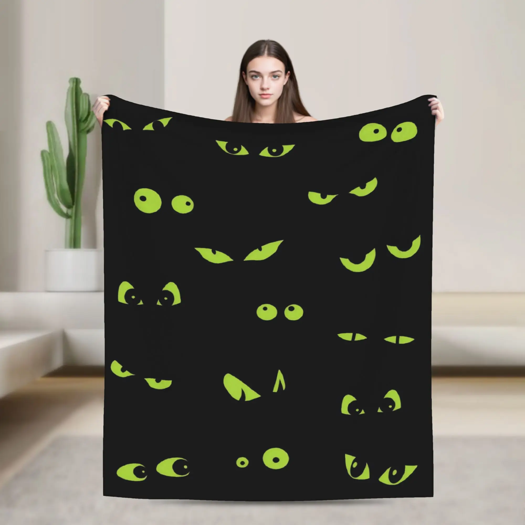 Horror Monster Eyes Halloween Blanket Cover  Fleece Throw Blanket Summer Air Conditioning Portable Soft Warm Bedspread