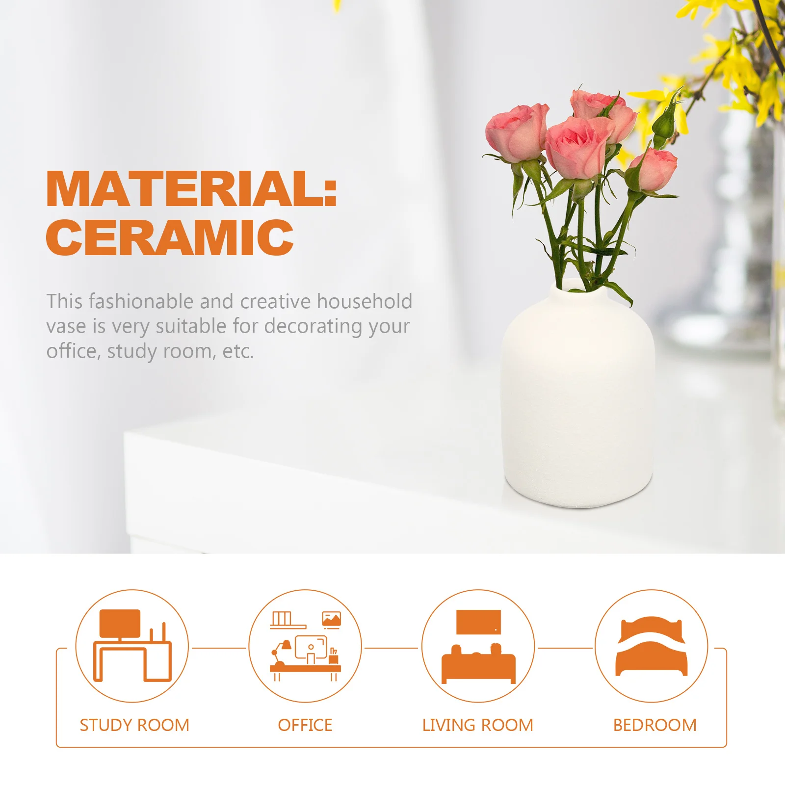 

1Pcs Delicate Ceramic Desktop Vase Creative Flower Planter Office Balcony Living Room Display Vase Home Furnishing