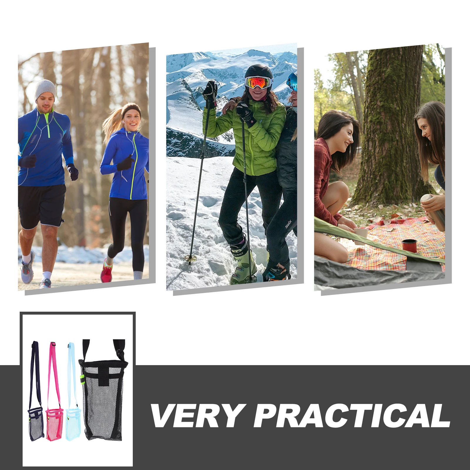 

Water Bottle Strap Outdoor Pouch Hiking Holder Carrier Mesh Design Bag Practical Portable