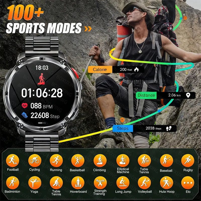 2026 New T-Rex3 Pro 1100mAh Battery Smart Watch GPS path 5ATM Waterproof Sports Run tracker Outdoors Compass Military Smartwatch image 5
