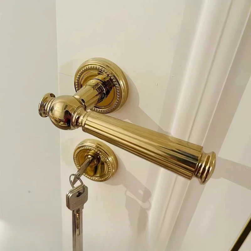 American gold Seiko door lock indoor bedroom split room door lock wooden door French handle light luxury magnetic silent lock