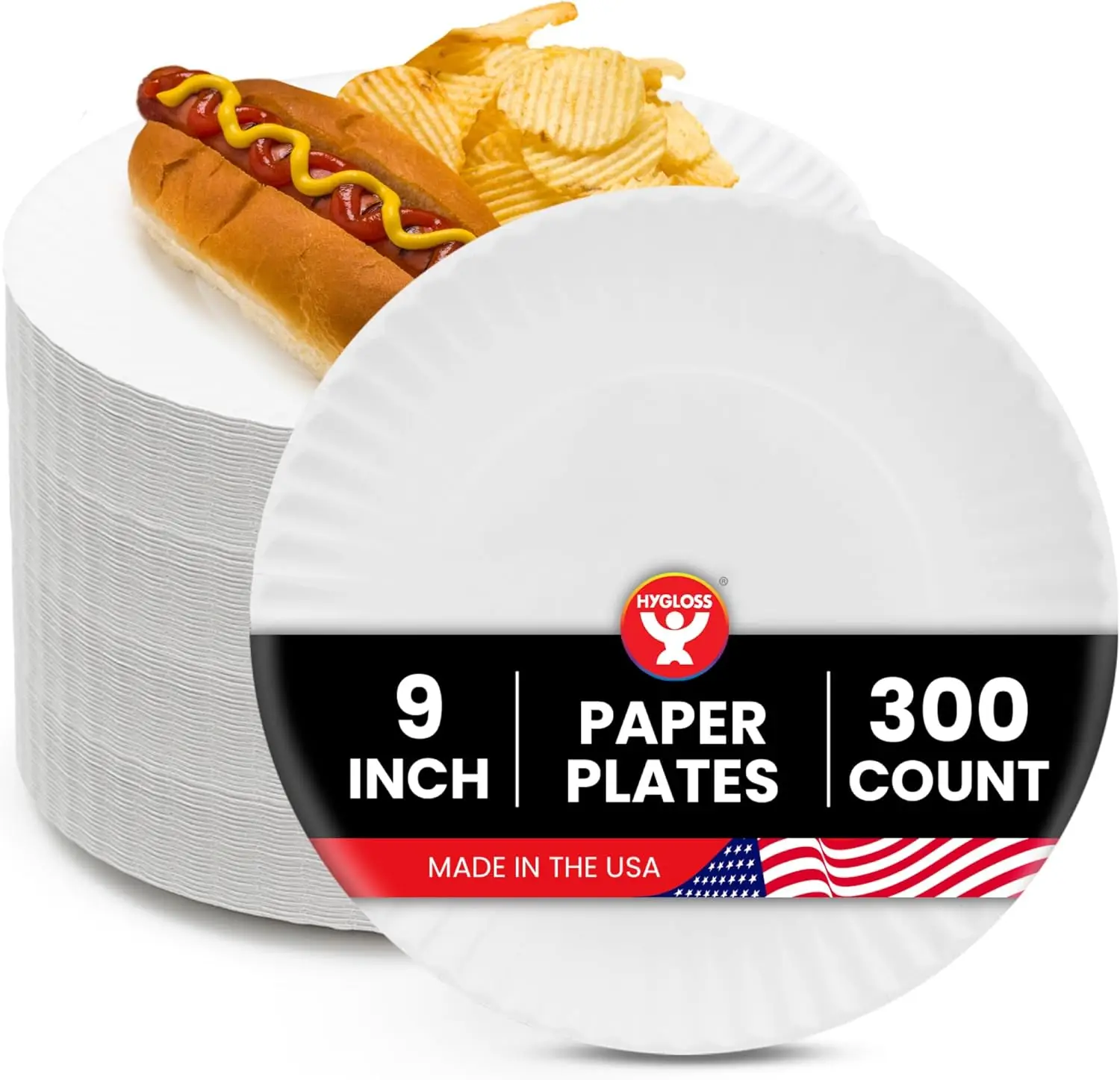 

Bulk Paper Plates 9-Inch - Uncoated Large Plain White Disposable Plates for Party, Dinner, Foodware