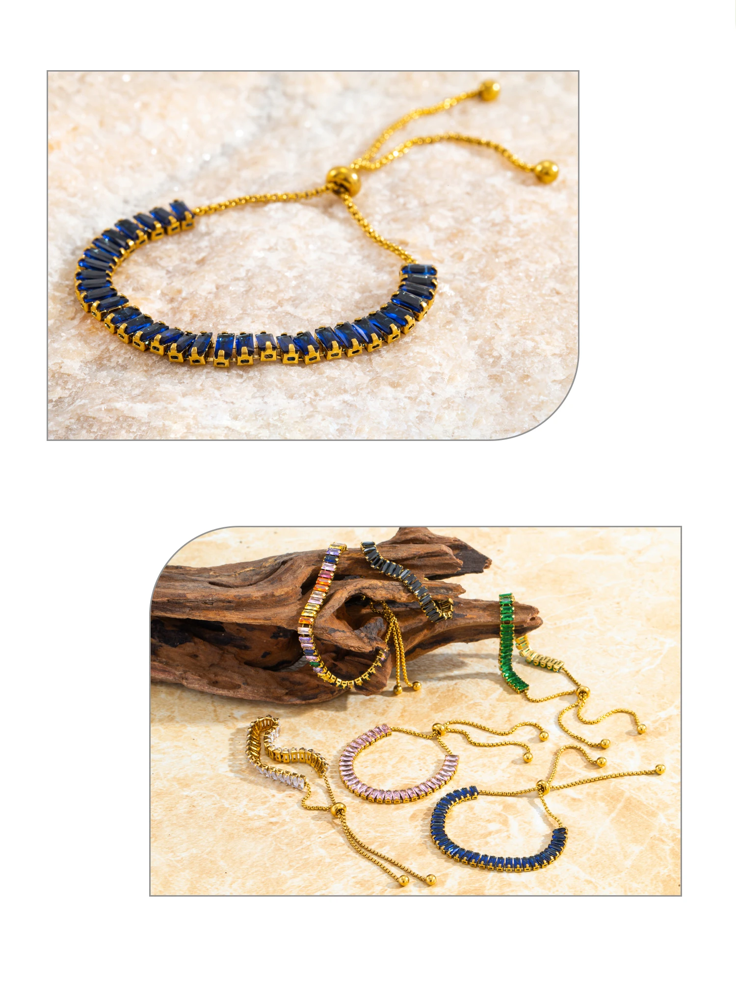 Verstellbares CZ-Armband für Damen – funkelnde Zirkonia-Kette, glänzend auf hypoallergenem Edelstahl, schillernder Alltagsschmuck – Detail 4