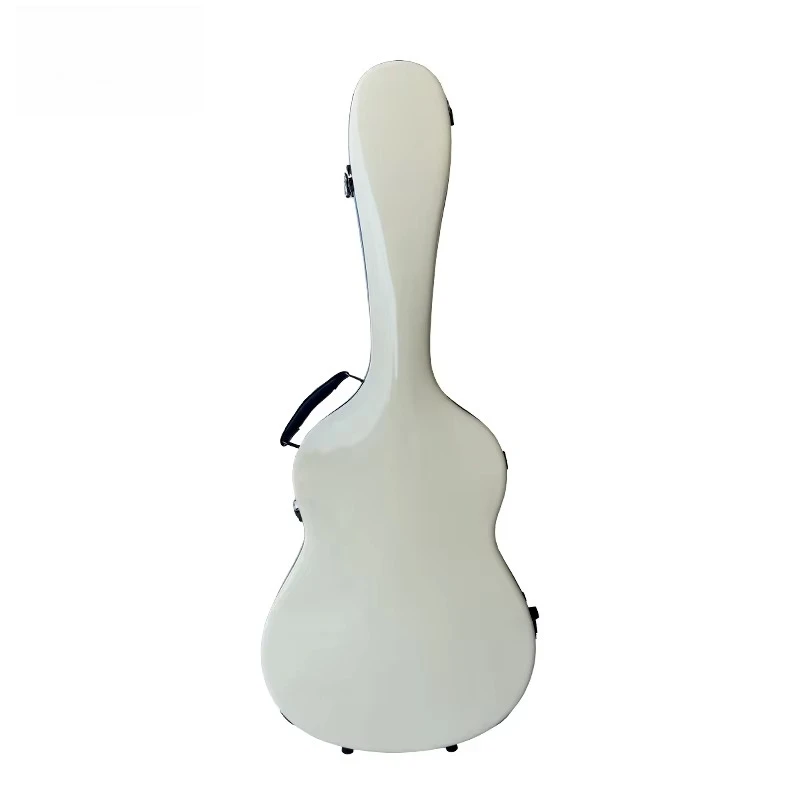 High Quality Creamy White Fiberglass Hard Shell Guitar Case Protective Box For Classical And Acoustic Guitar