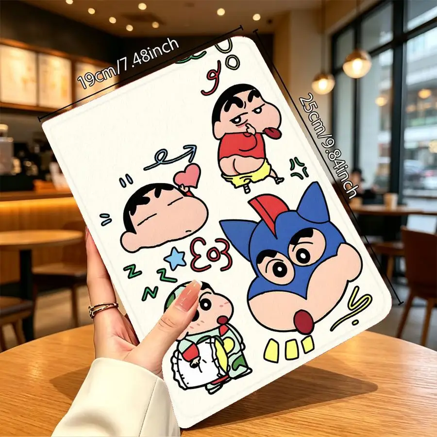 with Pencil Slot Case for Xiaomi Pad 6s Pro 7 Ultra Pad 5 6 7 8 Pro Redmi Pad SE K Pad 8.8 9.7 12.4 Inch Cute Shin-Chans