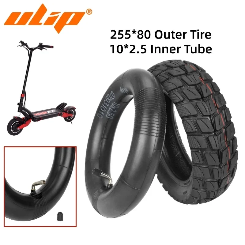 

10 Inch 255*80 Off-Road Outer Tire with Ulip 10*2.5 Reinforced Inner Tube for Zero 10X Escooter Tyre Sets 90° Valve Durable Tire