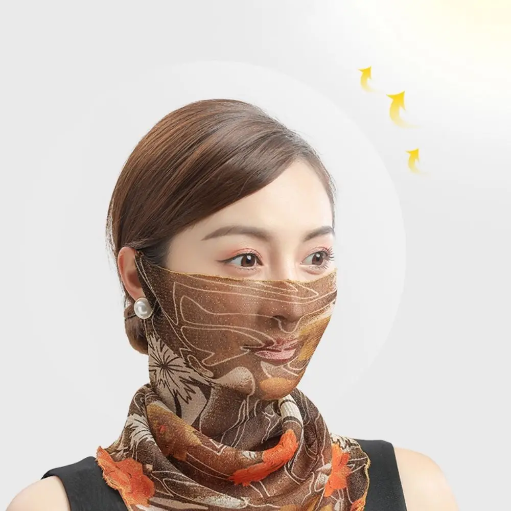 Summer Thin Anti-UV Scarf Women Driving Riding Chiffon Neck Collar Scarf Multi-Function UV Protection Mask Sunscreen For Face