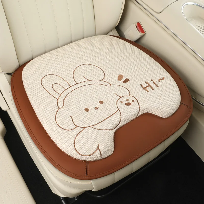 

Car Seat Cushion Universal Single Piece Summer Seat Ventilation Cushion Pure Linen Breathable Car Cushion Cartoon Cute Decoratio