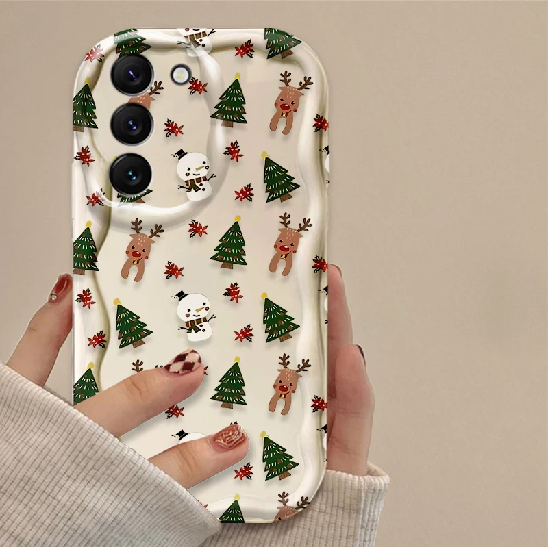 Bacca عيد الميلاد موجة الحال بالنسبة لسامسونج غالاكسي S25 S24 S23 S22 S21 الترا زائد S20 FE A73 A72 A71 A56 A55 A54 5G A51 4G الغطاء الخلفي