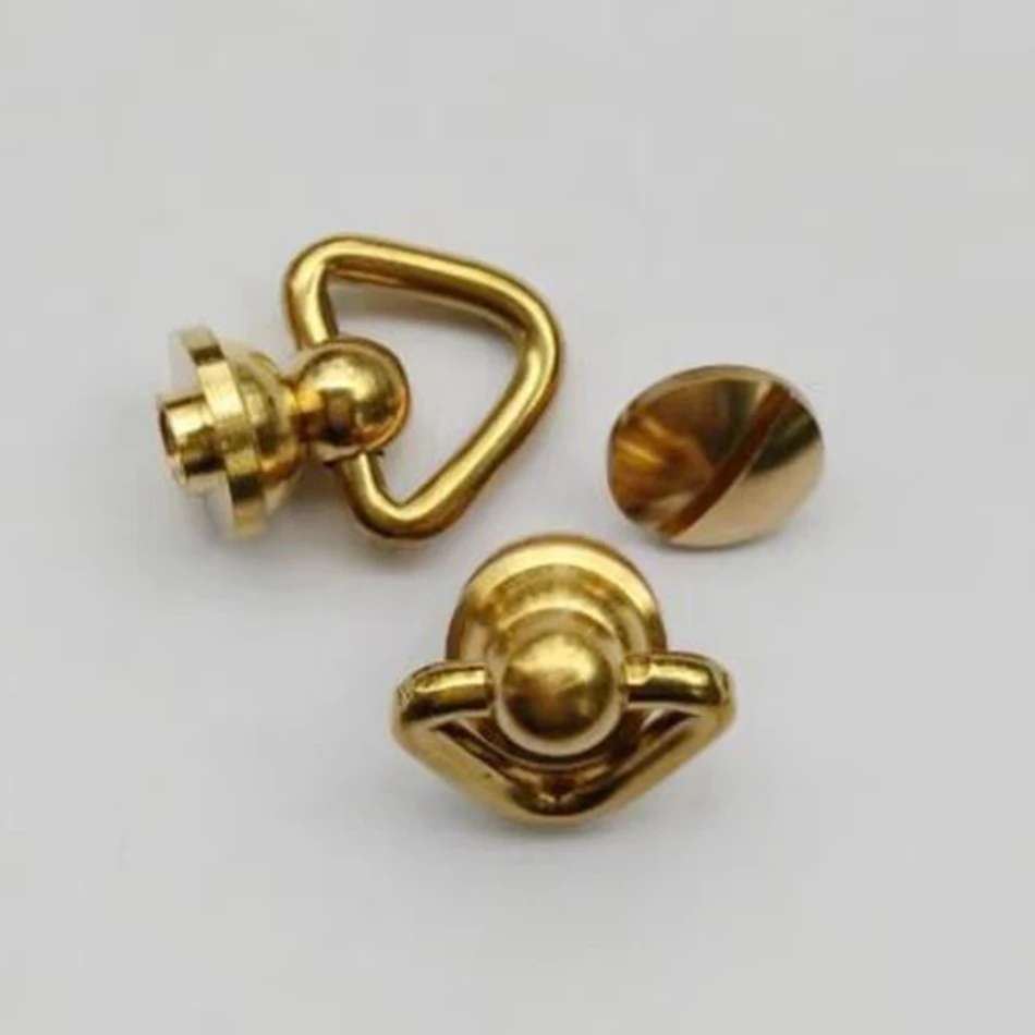 Leather craft hardware accessories: brass belt ring monk cap head, pure copper rotating monk cap head, nipple rivet，Pack of 2.