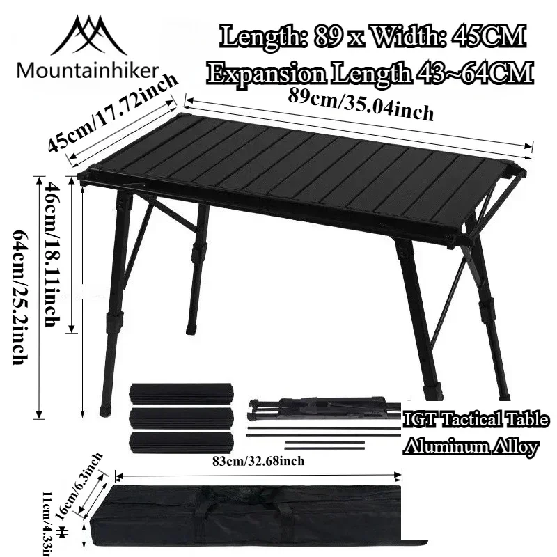 IGT 3/4 Unit ALuminum Alloy Table Camping Lifting Table Detachable BBQ Multi-functional Table Extensible Picnic Table