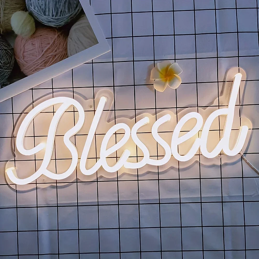 Blessed Neon Sign, LED Neon Light For Wall Art, Nice LED Neon Night Signs For Bedroom, Wall, Office Decor, Party, Gift