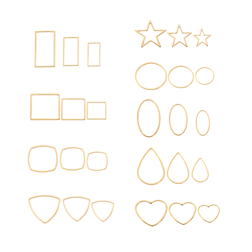 

20pcs 3 Size Gold Stainless Steel Charm PendantOpen Bezels Hollow Pressed Resin Frame Mold Bezel DIY Jewelry Making Accessories
