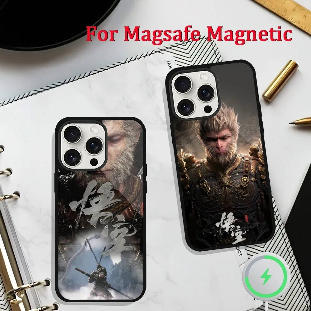 Game B-Black Myth Wukong Phone Case For iPhone 11 13 12 14 15 Plus Max Pro Magsafe Magnetic Wireless Charging shell