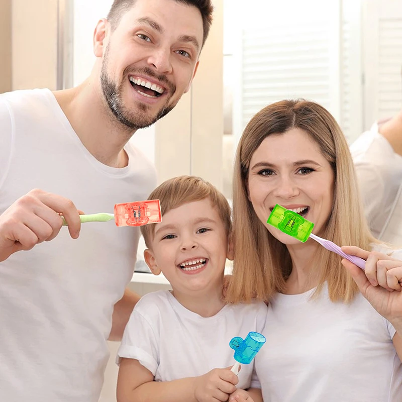 4 szt. Przenośne na szczoteczkę do zębów pokrowiec na główkę klipsy z tworzywa sztucznego, pyłoszczelna czapka z osłona głowy, podróżna, akcesoria łazienkowe