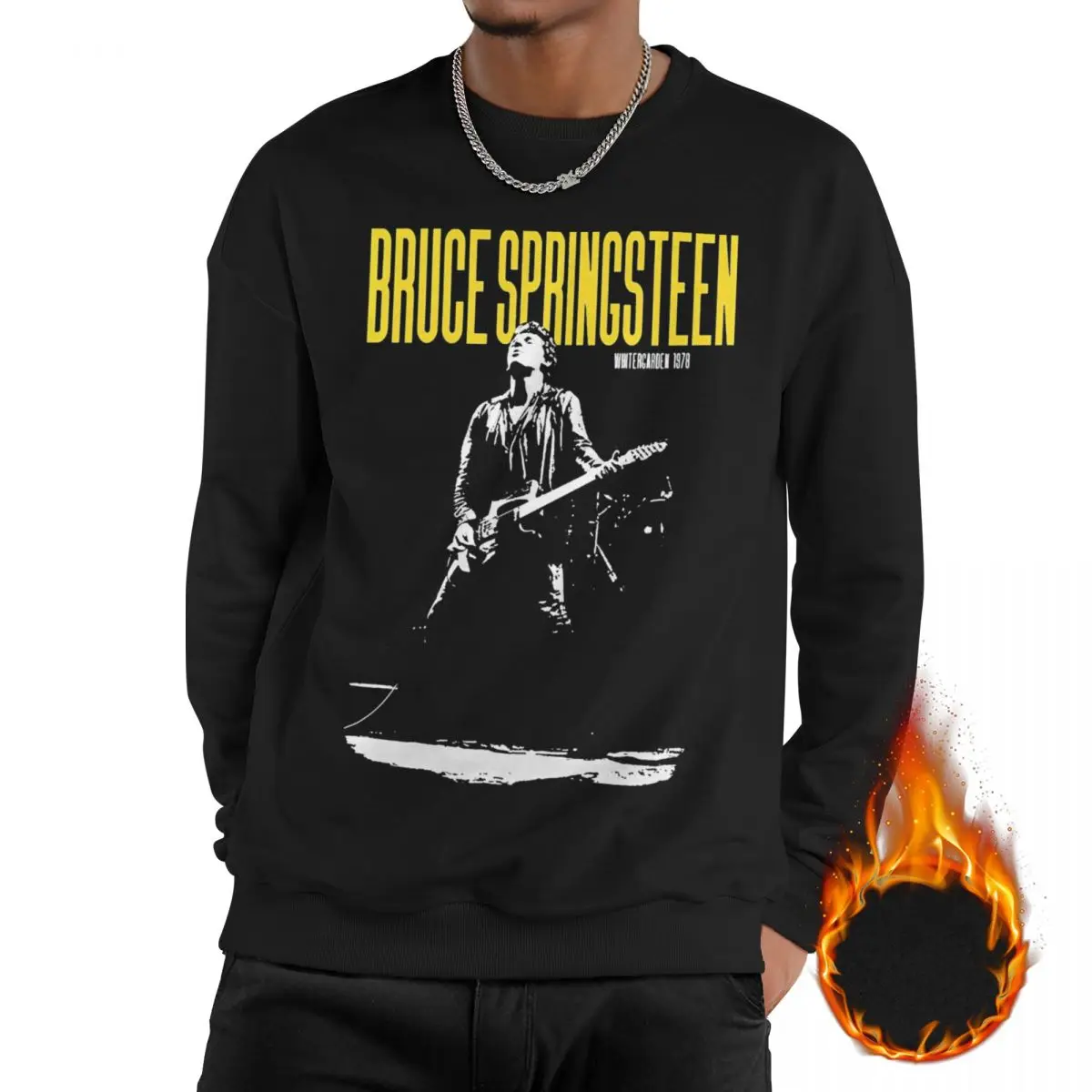 

Fleece Lined Sweatshirts Bruce Springsteen Rock Singer Sweatshirt Vintage Heavy Metal Tour Pullover Long Sleeve Shirt Hoodies