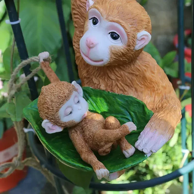 

Pastoral Simulation Animal Sculpture Resin Monkey Ornaments Courtyard Garden Furnishing Craft Outdoor Villa Figurines Decoration