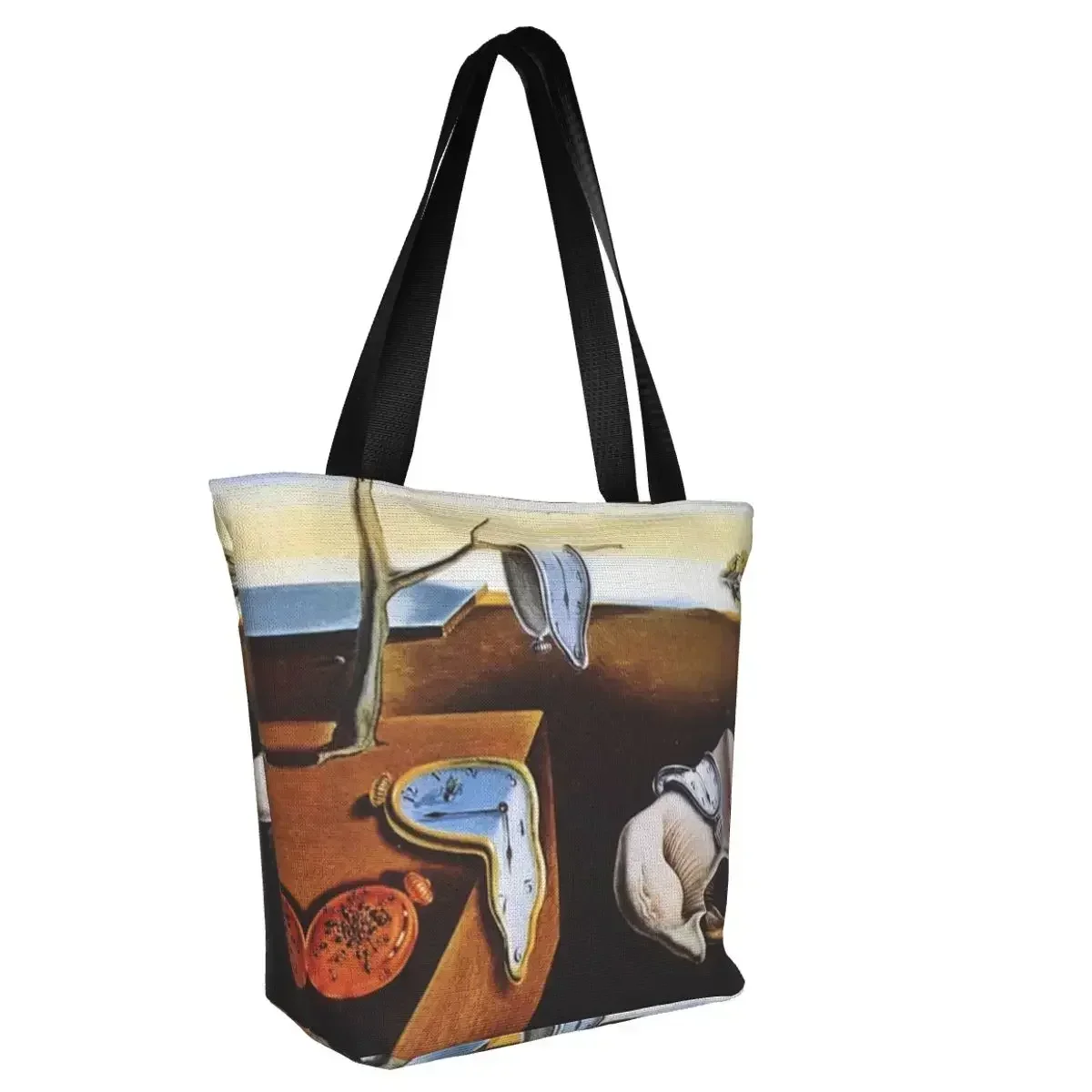 Salvador Dalí-Bolso de lona con estampado abstracto surrealismo para mujer, bolsa de lona para compras, pintura artística