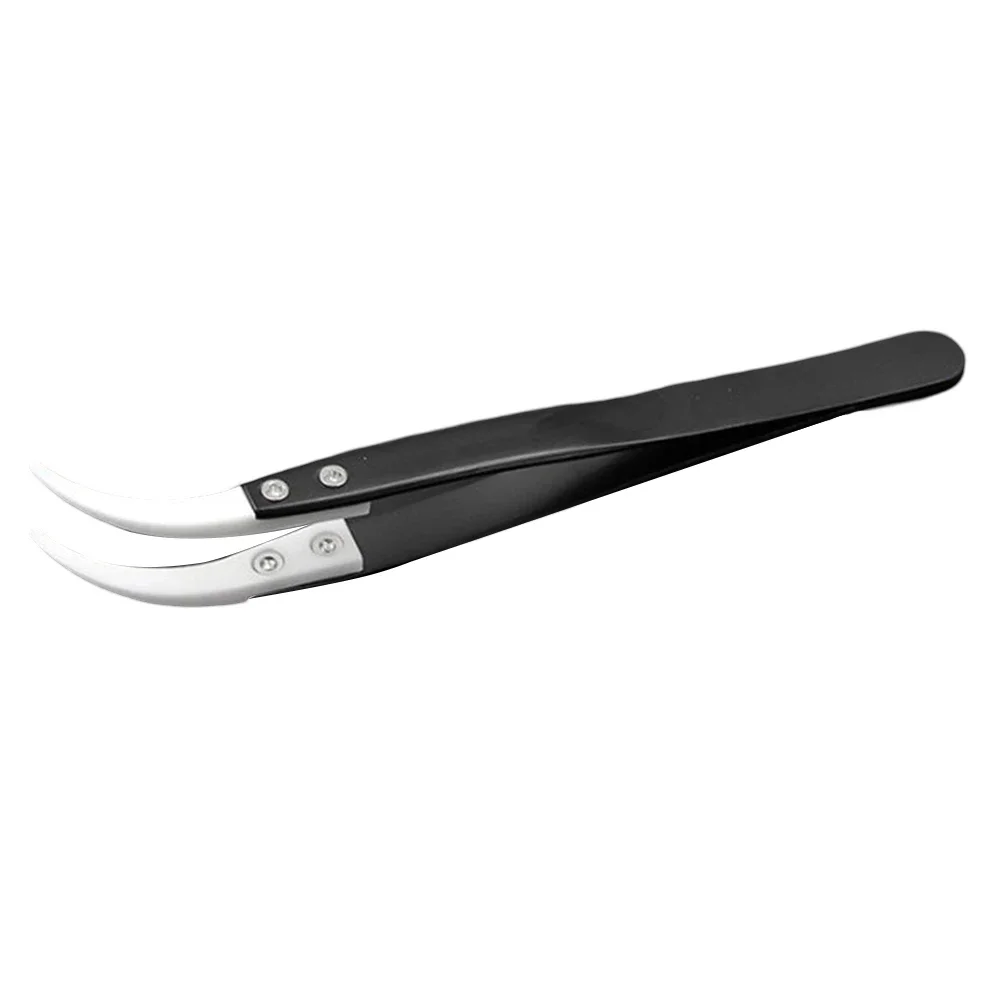 Black Handle Tweezers Precision Tweezers Straight Tip Large Bend Pottery And Porcelain Tip Small Bend Repair Work