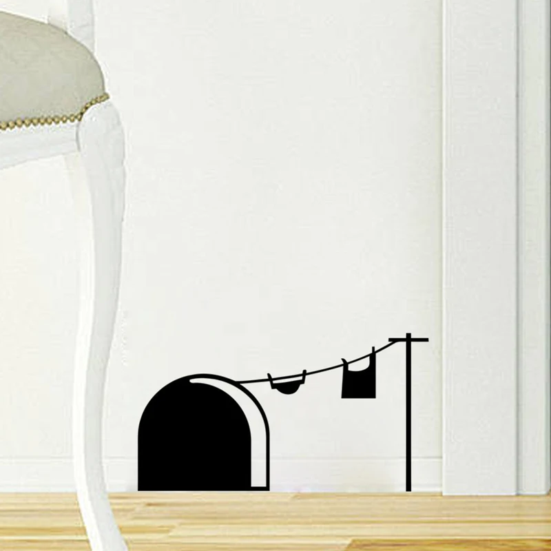 Funny Mouse Hole Wall Stickers Cartoon Rat Hole Removable Mural Christmas Home Decor Bedroom Living Room Decoration Decals