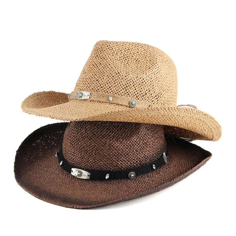 Customized Unisex Western Cowboy Straw Hat For Men And Women, Outdoor Travel Sun Protection Hat