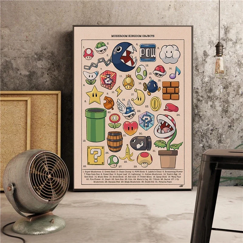 Vintage Video Game Cartoon Figure Super Marios Cute Canvas Poster Print Wall Art Painting Bedroom Living Room Decoration Cuadros view 2
