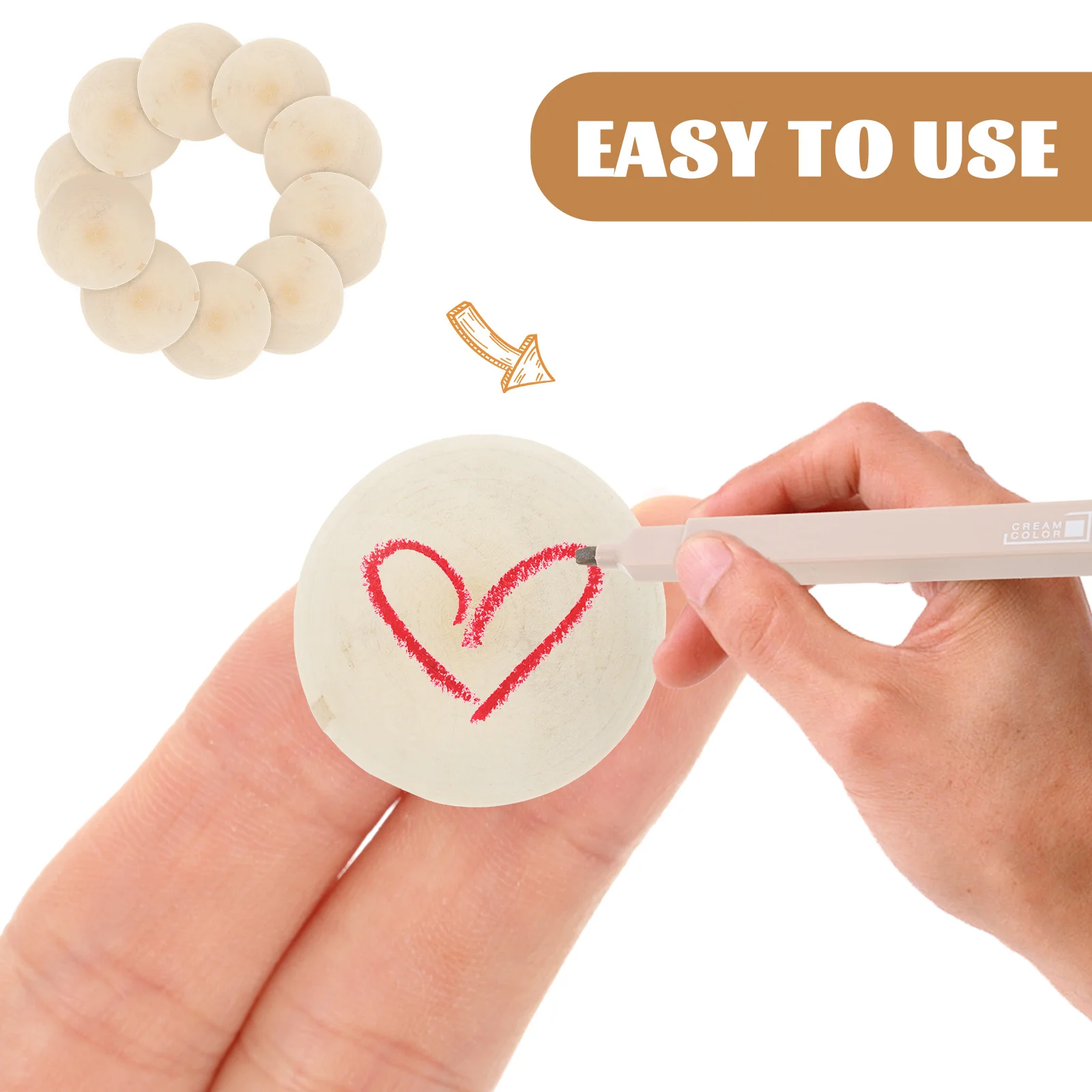 

50pcs 30mm Hemisphere Wooden Beads Natural Half Craft Balls DIY Decorations Unfinished Wood Balls Sewing Accessories