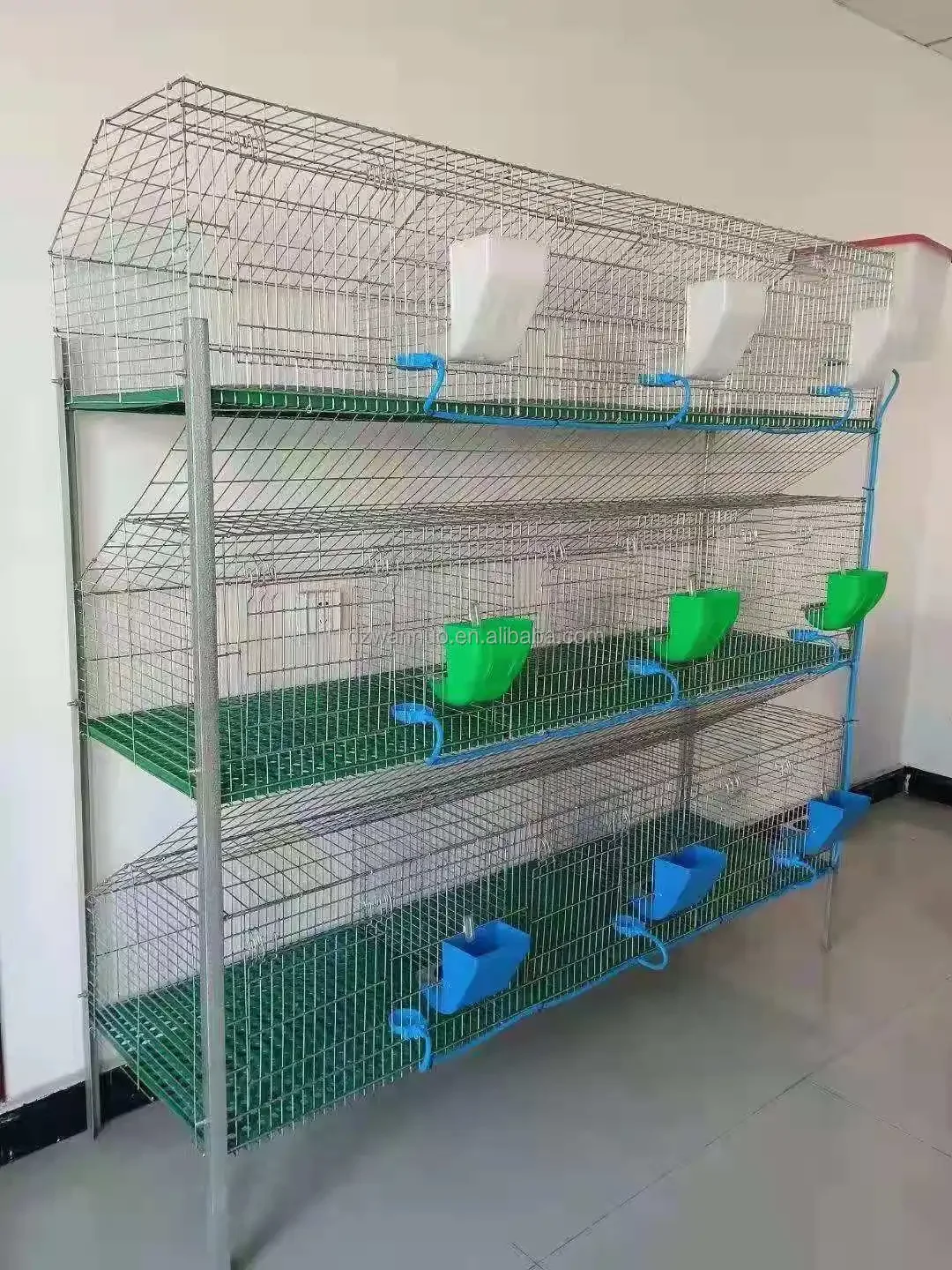 Commercial Rabbit Farm Hot Dip Galvanized Wire 3 Tiers 12 Door Rabbit Cage Layer Automatic Rabbit Breeding Cages Motor Provided