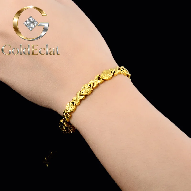 

GoldEclat Luxury 24K 9999 Pure Gold real gold Women's Watch Strap Bracelet Eye Pattern Bracelet