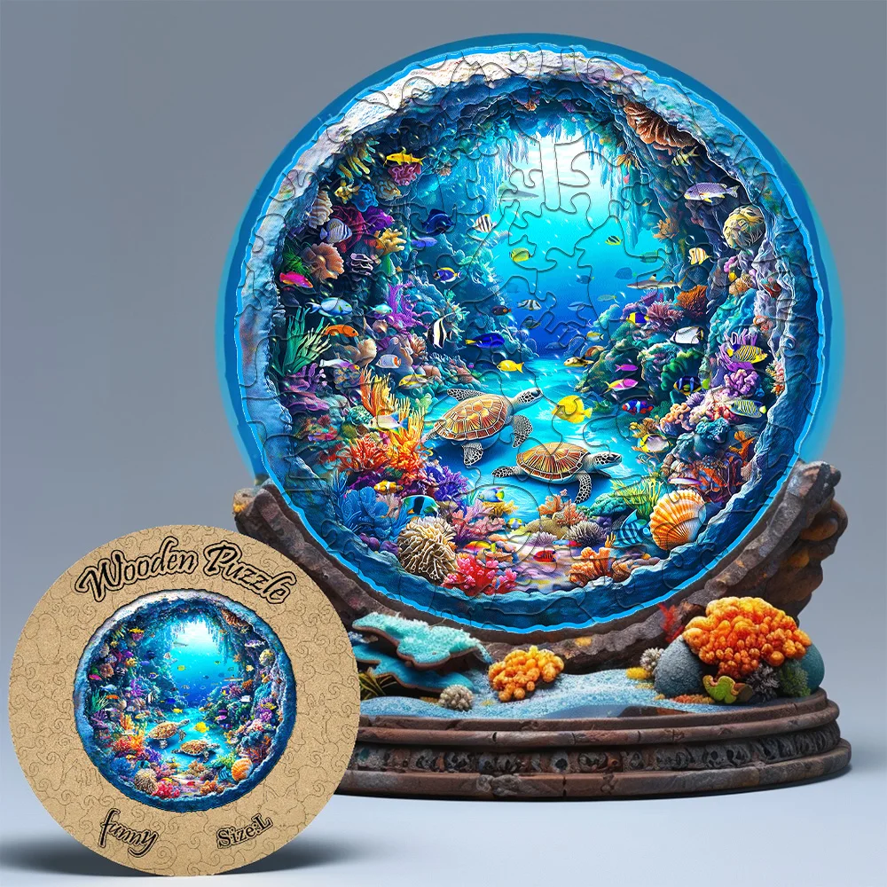 ปริศนาไม้สําหรับผู้ใหญ่: ตกแต่งบ้านศิลปะหัตถกรรมและเกมของขวัญครอบครัวปริศนาโลกใต้น้ําบรรจุภัณฑ์กล่องไม้ระดับไฮเอนด์