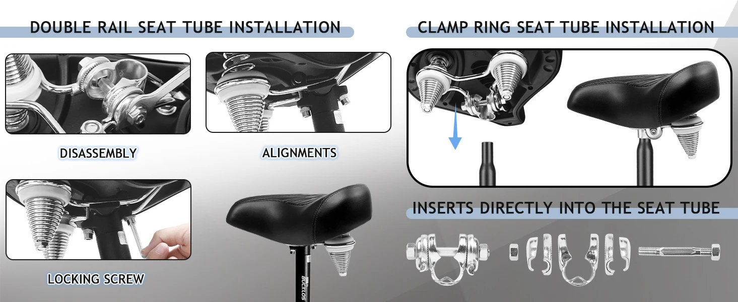 BUCKLOS Übergroßer Fahrradsattel, ergonomisch, verbreitert, verdickt, Rennrad-Mountainbike-Sattel, weich, bequem, stoßdämpfender Fahrradsattel – Detail 9
