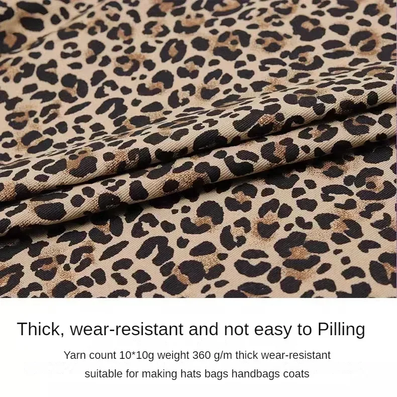 Thick Leopard Denim Fabric 100% Cottton By The Meter for Clothes Bags Hats DIY Sewing Tiger Pattern Printed Jeans Cloth Khaki