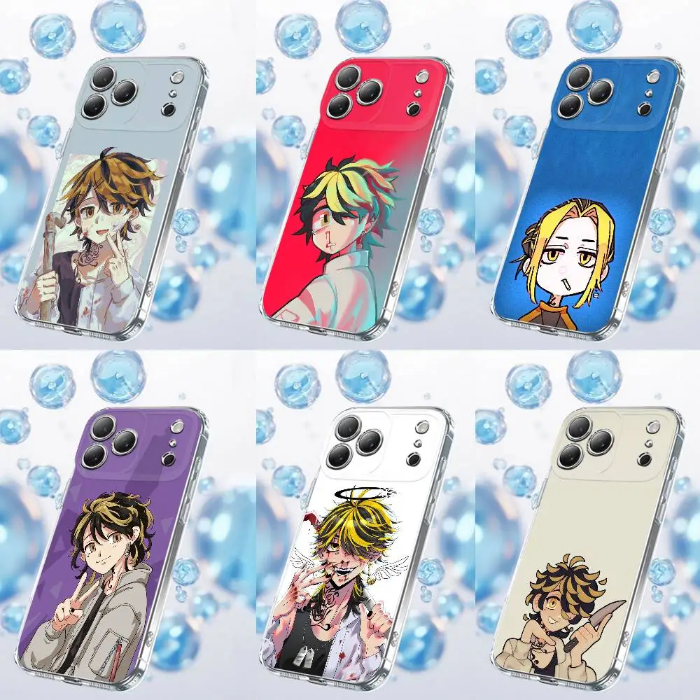 T-Tokyo r-revengers Kazutora Hanemiya coque de téléphone pour iPhone 15,16,11,14,13,17,12,Air,Mini,Plus,Pro,Max,Plus,E coque transparente