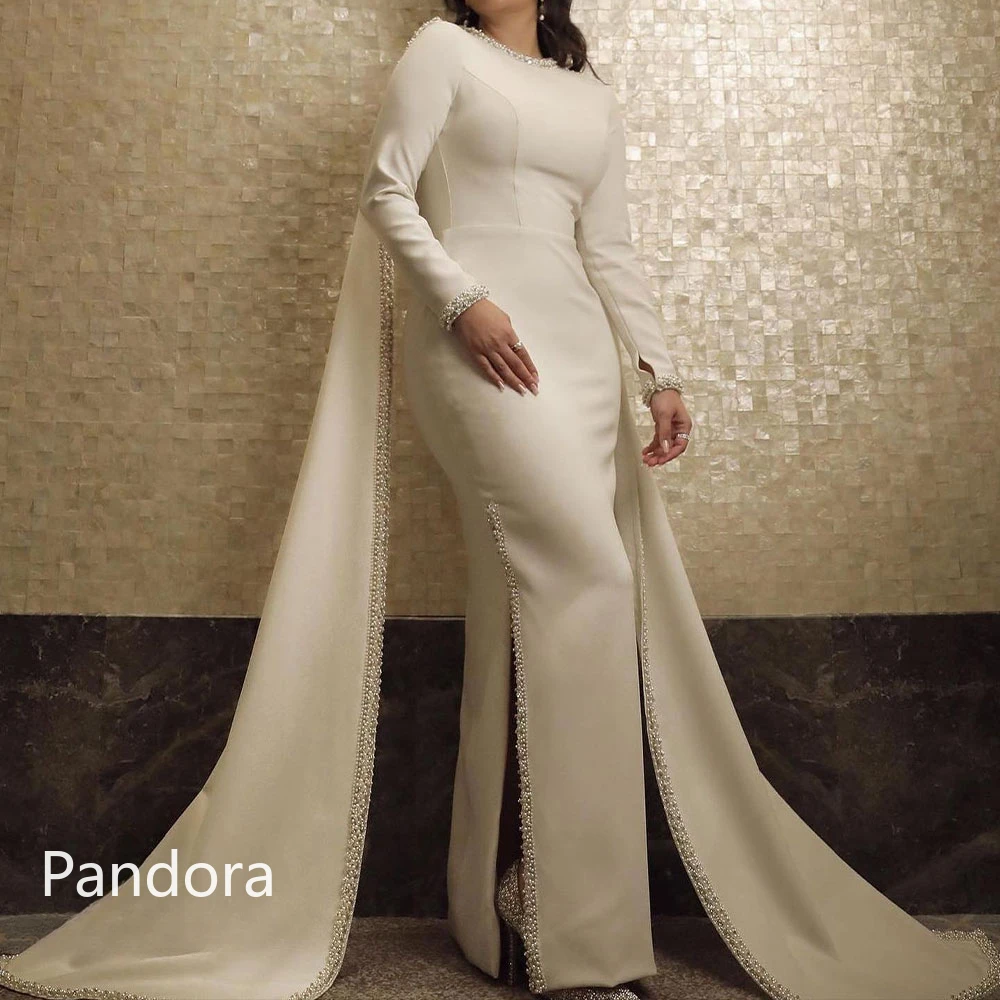 Pandora-vestido de fiesta de manga larga con cuello redondo para mujer, vestido de noche, vestidos formales de fiesta de boda, Arabia2024