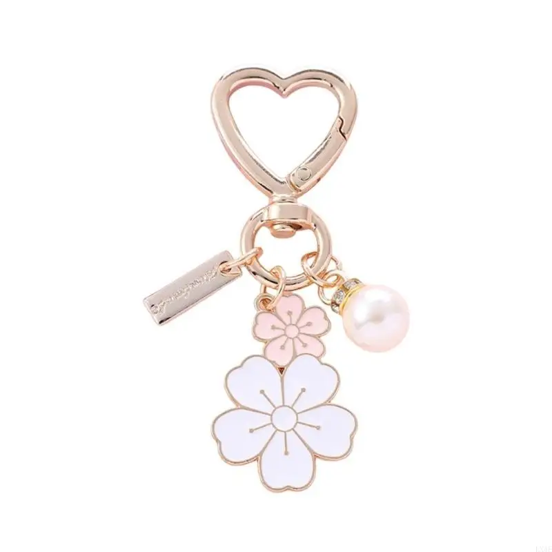 

Fashionable Two Tone Flower Letter Pearls Holder Pendant Perfect Accessory for Bags, Earphone Cases, and Keys