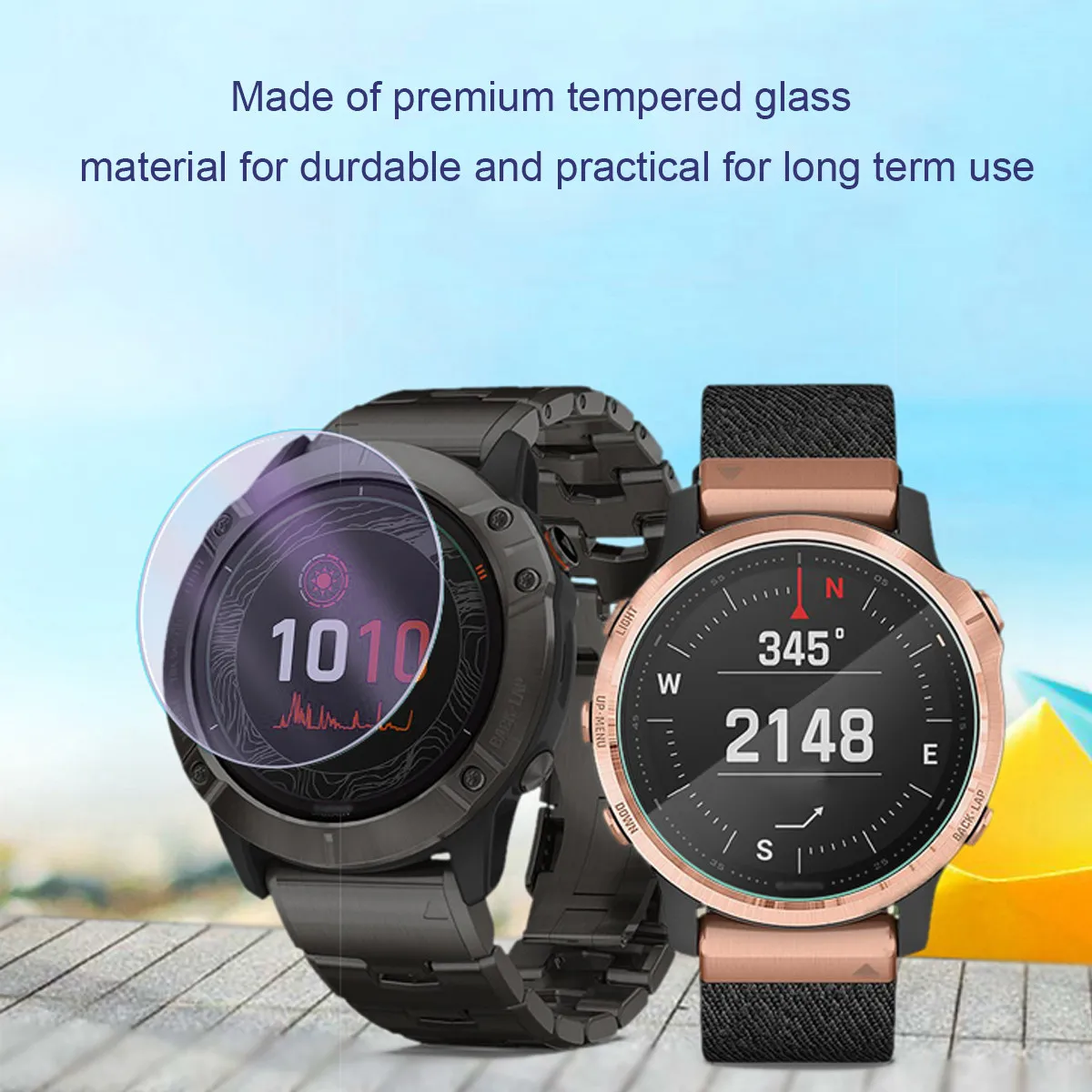 6Pcs Watch Screen Film Tempered Glass Protector Clear Scratch Resistant Protective Film Compatible Fenix6s